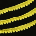 Three rows of bright yellow 10mm pom-pom fringe trim for DIY sewing and home decor - Width 10mm Ball Diameter 5mm / Yellow