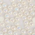 Platte iriserende witte halve parels voor doe-het-zelf knutselen en sieraaddecoratie - 8mm (300 Stuks/Verpakking) / Beige