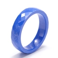 Polished blue bioceramic ring with a geometric faceted design for a modern unisex look - US 7 / Blue Ceramic Style 2