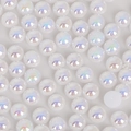 Platte witte AB halfronde nep parels voor DIY knutselen en nagel decoratie - 8mm (300 Stuks/Verpakking) / Wit