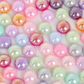 Flatback half-round ABS iridescent pearls in mixed pastel macaron colors for DIY - 14mm / 50 Pieces / Multicolor