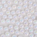 Platte iriserende ABS-halfronde parels met regenboogglans voor DIY-sieraden en ambachten - 14mm (50 Stuks/Verpakking) / Wit