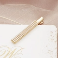 Elegant Korean style gold alloy hair clip with three rows of white faux pearls on card - Pearl Duckbill Clip