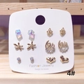 Exquisite set of six pairs of 925 silver needle gold earrings with diverse geometric shapes - Style 4 (Heart Shape)