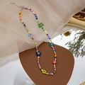 Collar de cuentas de colores con flores y cierre de mosquetón dorado ajustable - Color Aleatorio (Collar)