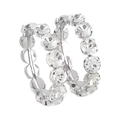 Close-up of silver-tone hoop earrings with micro-pave crystal setting for formal parties - White Style (BXER013021027)