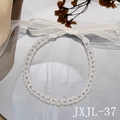 Choker elegante in cristallo con fiocco in organza bianca per capelli da sposa o collana - Stile Cristallo Quadrato (JXJL-37)