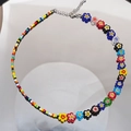Collier de perles colorées avec motifs de marguerites en verre et style bohème Y2K - Style Épissage Fleur en Verre (JJJL21012)