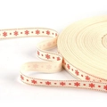 Detail of Christmas cotton ribbon roll with red snowflake pattern for DIY gift wrapping - Snowflake Star Style (#34)