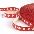 1,5cm rood katoenen lint met witte hartjes voor DIY handgemaakte oorbellen - Rood Hartpatroon (#36)