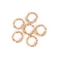 Set of six golden textured open rings for DIY jewelry making and craft projects - 8mm Diameter x 1.5mm Thickness (50 Pieces/Pack) / KC Gold