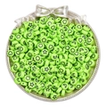 Flat round fluorescent green acrylic beads with black heart and star patterns in a gold tray - 4x7mm (100 Pieces/Pack) / Green Stars Moons Beads