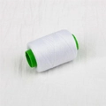 Polyester sewing thread in white on green plastic spool for home DIY hand stitching - About 300 Meters / White