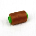 Single roll of dark brown polyester sewing thread on green plastic spool for DIY sewing - About 300 Meters / Camel Yellow
