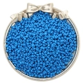 Vibrant 3mm blue pearlescent glass seed beads for DIY jewelry in a silver bow tray - Denim Blue