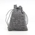 Dark gray linen drawstring jewelry pouch with woven texture for gift storage - 7*9cm / Gray