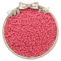 3mm rose pink pearlized glass seed beads displayed in an elegant silver bow tray - Hot Pink