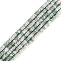 Groen en wit gemixte natuurstenen cilinderkralen voor DIY sieraden maken van hoge kwaliteit - Groen Witte Buis (BTB1108) / Diam 4mm Dikte 2mm Gat 1mm Lengte 38cm
