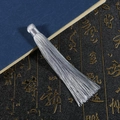 Pendente con nappa di seta grigio argento per forcine fai da te con trama liscia - Lungo 12cm, 1 Pezzo/Confezione / Grigio chiaro