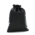 Black linen drawstring jewelry pouch with rustic texture for gift packaging - 13*18cm / Black