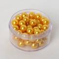 Golden imitation pearls in a transparent storage box for jewelry DIY and crafts - 8mm With Hole (Approx. 2mm Hole, 13g/Pack, Approx. 50 Pcs) / Artificial Pearl (Golden Yellow)