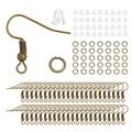 Kit de bisutería con ganchos de bronce antiguo, anillas y cierres de silicona - Bronce Antiguo