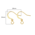 French gold ear hooks for DIY jewelry making with 15mm by 18mm size dimensions - 14K Gold Plated with Bead Flat Hook / 10 Pairs/Pack (20 Pcs)