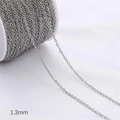 Catena fai-da-te da 1,3mm in acciaio argentato per collane e bracciali fatti a mano - Catena a O Piatta / 1,3 mm (1 m/Confezione) / Platino