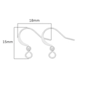 14K gold plated silver ear hooks for DIY earrings measuring 18mm by 15mm size - White Gold with Bead Flat Hook / 10 Pairs/Pack (20 Pcs)