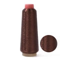 Brown metallic embroidery thread spool with a close-up macro texture detail view - Dark Coffee
