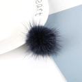 Deep navy blue mink fur pom-pom charm for DIY earring making and jewelry accessories - Navy Blue