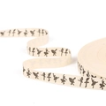 Creamy cotton ribbon with black ballet dancer silhouettes for DIY earring decoration - 1.5cm x 5 Yards / Ballet Girl Style (#01)