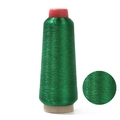 Emerald green metallic embroidery thread on cone for DIY sewing and handcrafts - Dark Green