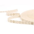 Beige cotton ribbon with vintage button and crest print for DIY earring jewelry making - Vintage Buttons Style (#07)