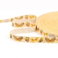 Beige cotton ribbon with orange and yellow butterfly patterns for DIY jewelry crafting - Colorful Butterfly Style (#10)