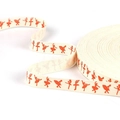 DIY cotton ribbon with orange ballet dancer silhouettes on a cream beige background roll - Red Dancer Style (#12)