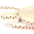 Cotton ribbon with Christmas candy cane and snowflake prints for DIY jewelry making - Christmas Candy Cane Style (#15)