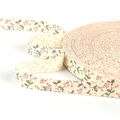 Floral print cotton ribbon in cream white for DIY handmade jewelry and earring crafts - Fresh Pink Floral Style (#16)