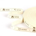 Beige cotton ribbon printed with hand made text and cherry for DIY jewelry making - Handmade Girl Style (#19)