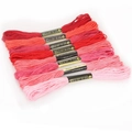 Set of 8 red and pink gradient embroidery floss skeins for DIY sewing and floral crafts - Approx 7.5 Meters Each / Red Series 8-Color Mixed