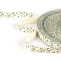 DIY cream cotton ribbon with blue floral print and green leaves for handmade jewelry - Blue Tiny Floral Style (#20)