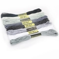 Cold grey and white embroidery floss thread set with specific color codes 3072 and 317 - Approx 7.5 Meters Each / Gray Series 8-Color Mixed