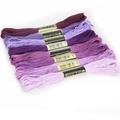 Purple gradient embroidery thread set with color number labels for DIY handicrafts - Approx 7.5 Meters Each / Purple Series 8-Color Mixed