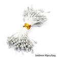 90 Stück silberne künstliche Blumenstempel für DIY Handwerk und Dekoration in 3x60mm Größe - Künstlicher Perlen-Blütenkern / 3x60mm (90 Stück/Packung) / Silber
