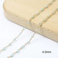 18k gold plated chain with 4.0mm light green faceted beads for DIY jewelry making - Lake Blue And Champagne Crystal Beads