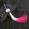 Traditional Chinese lotus charm with pink gradient tassel on vintage jewelry box - Gradient Rose Red