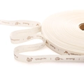 Roll of 1.5cm cream cotton ribbon with handmade print for DIY jewelry and earrings - Handmade Seal Style (#27)