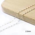 18k gold plated chain with 2.5mm colorful drip oil stones for DIY jewelry making - White Rectangular Crystal Beads And Copper Beads