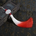 Chinese lotus pendant with white and red gradient tassel and beads for accessories - Gradient Red