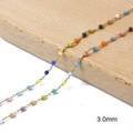 18k gold plated copper chain with 3.0mm colorful cat eye stone beads for DIY jewelry - Mixed Color Cat Eye Beads